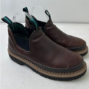 Georgia Boot Georgia Giant Romeo Leather Brown Slip-On Work Shoes Women's Sz 7.5